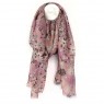 POM Lilac/Blush/Ditsy Floral Scarf with Flower Overprint